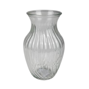 Vase glass clear ribbed pattern | 28cm