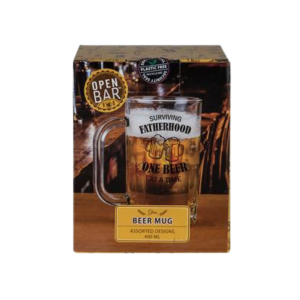 Beer Mug Glass Dad 400ml Assorted