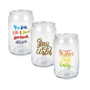Tumbler Glass Can Shape With Print 473ml