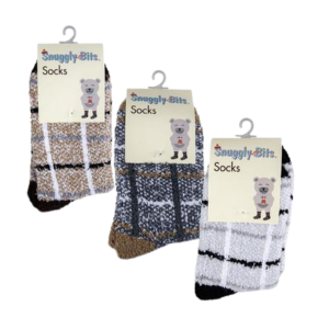 Snuggly-Bitz Unisex Fluffy Winter Socks with Check Designs