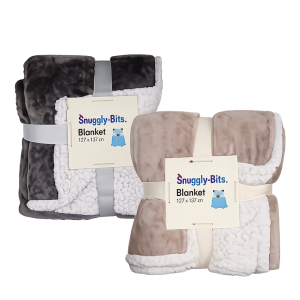 Blanket flannel w/sherpa 127x152cm asstd