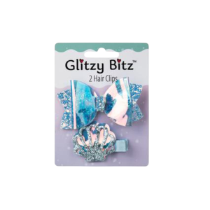 Hair Clips 2Pc Bow and Shell