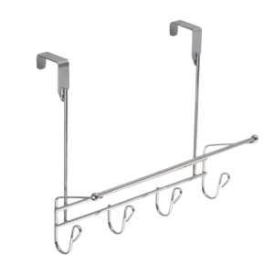 Hook Hanger Chrome with Bar plus 4 Hooks (Over Door)