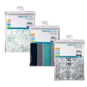 Shower Curtain Plastic with 12 Hooks 180x180Cm