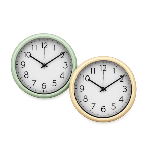 Clock Wall Plastic Round 25cm Asstd