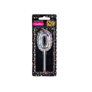 Candle Birthday Printed Metallic No 0