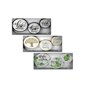 Mirror Wall Pl 3Pc Set with Words Asstd