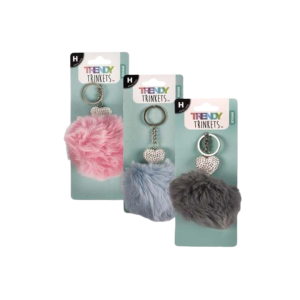 Keychain Pom Pom with Bling Heart 11cm