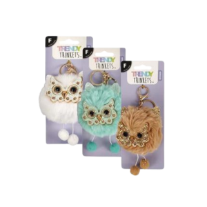 Keychain Plush Owl 12cm Assorted