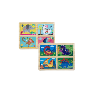Puzzle Wood Tray Assorted 4 X 4pc