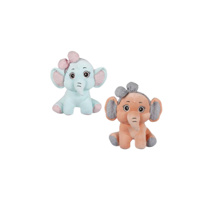 Plush Wild Elephant with Bow Sitting 40cm