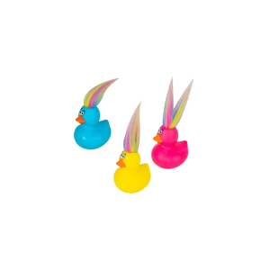 Baby Vinyl Themed Duck 6cm Rainbow Hair