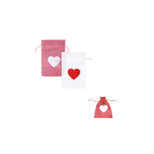 Gift Bag Cloth Medium 13x18cm Love Heart
