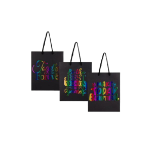 Gift Bag Paper English Words Medium 18x23cm Black