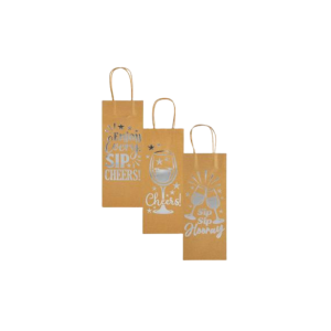 Gift Bag Paper Wine English Words 13x33cm