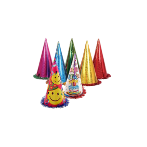 Hat Cone With Tinsel Assorted 37Cm