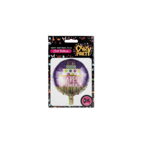 Balloon Helium Round Happy Birthday Assorted 45Cm F-01
