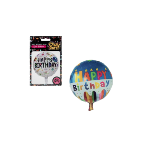 Balloon Helium Round Happy Birthday Asstd 45Cm F-01